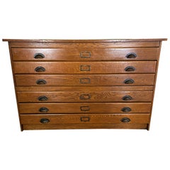 Antique Oak Flat File Cabinet