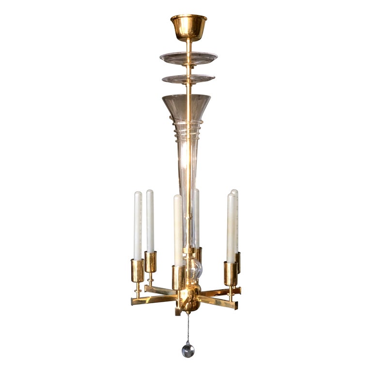 Six Lights Chandelier by Paavo Tynell For Sale