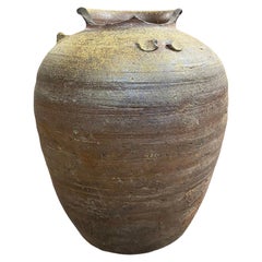 Japanese Antique Momoyama Edo Bizen Ware Pottery Wabi-Sabi Art Tsubo Jar Vase