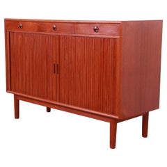 Axel Albeck Danish Modern Teak Tambour Door Credenza, 1950s