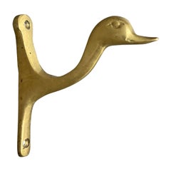 Vintage Brass Duck Wall Hook