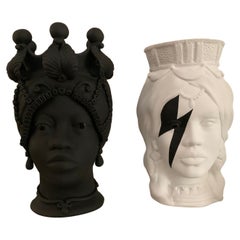 Collection of 2 Vases "Futuristic Women", Handmade in Italy, 2019, Unique Design