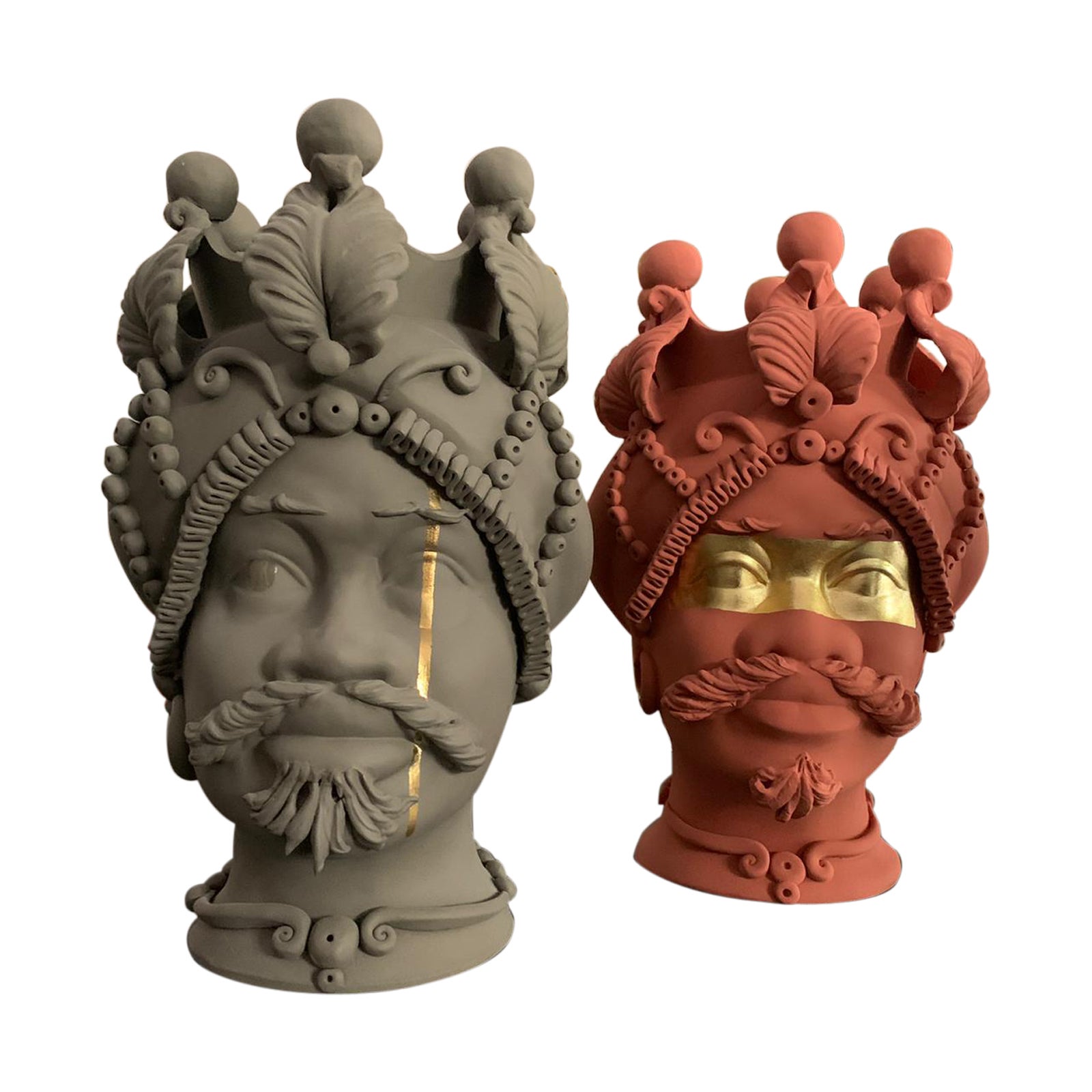 Collection of 2 Moor Heads "Mars x 2", Handmade in Italy, 2019, Unique Design