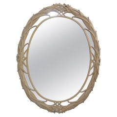 Hollywood Regency Palm Frond Oval Mirror