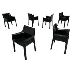 Six Cab Armchairs by Mario Bellini for Cassina