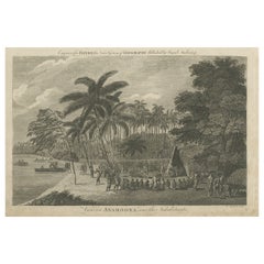 Impression ancienne du marché d'Anamooka, îles Tonga, vers 1790