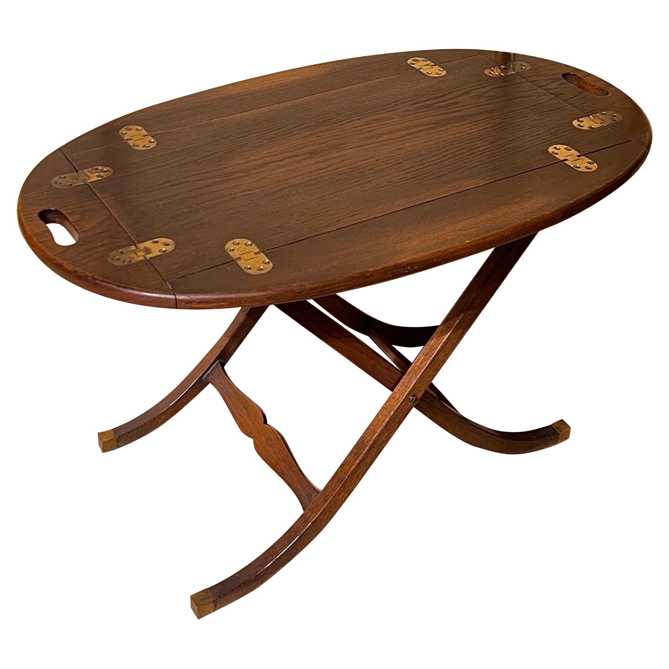 20th Century English Captain's Coffee Table / Table, Yew Tree For Sale