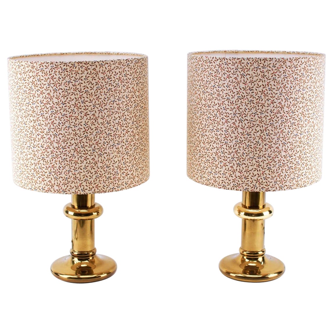 Nice Pair Hollywood Regency Table Lamps with Flower Lampshades, 1960s For Sale
