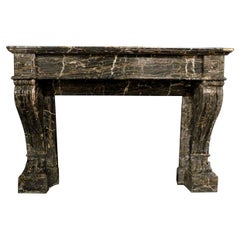 Used Black Portoro Marble Fireplace Mantle Lion's Paw Legs 19th Century Italy