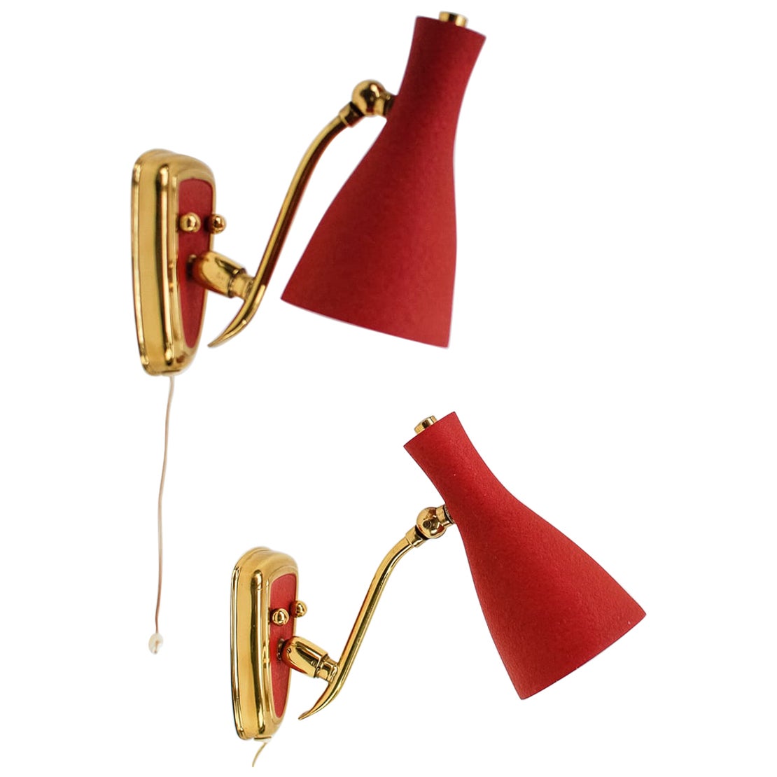 Pair of Swivel Mid-Century Modern Wall Lamps, 1950s Italy For Sale