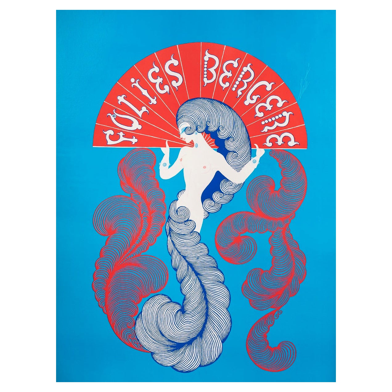 Folies Bergere, Turquoise, Poster by Erté