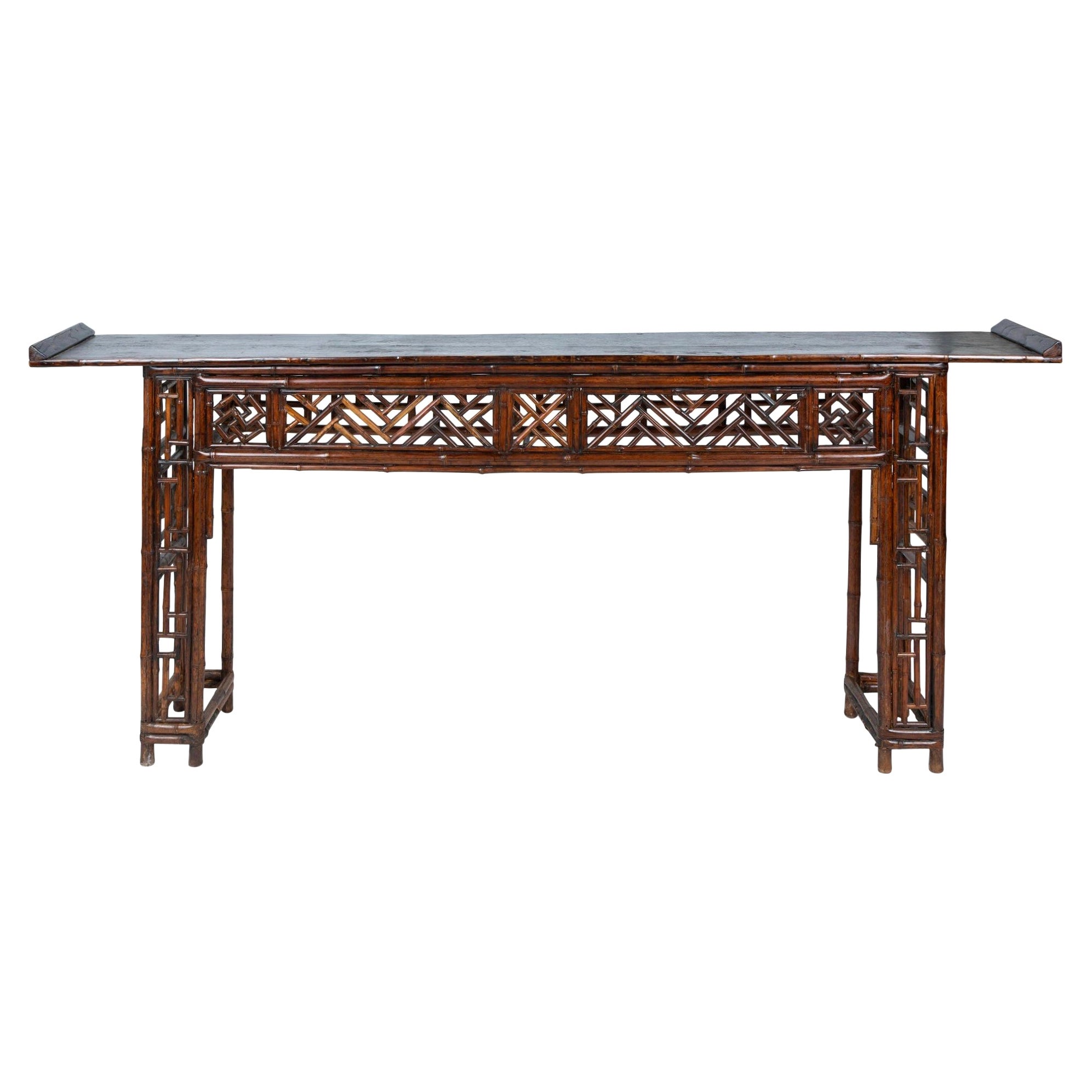 19th Century Chinese Bamboo-Carved Console Table