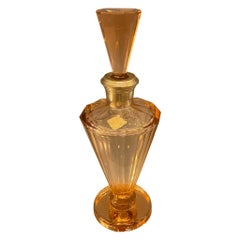 Carafe/ flacon de parfum Art Déco tchèque d'origine, en cristal de liqueur