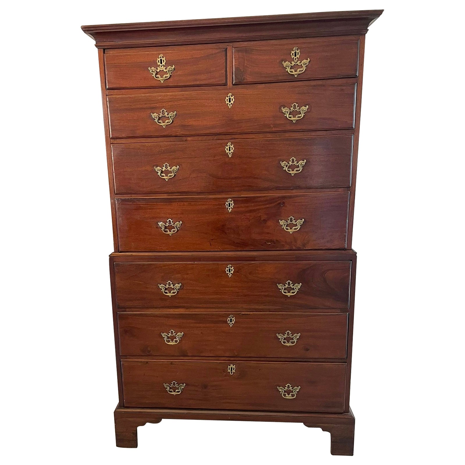 Magnificent Antique George III Mahogany Chest on Chest For Sale