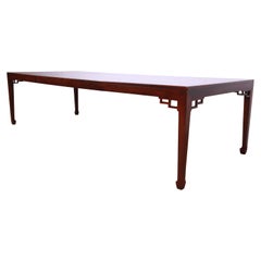 Michael Taylor for Baker Furniture Chinoiserie Burled Walnut Dining Table, 1950s