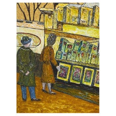1950er Jahre Französisch Modernist / Kubist Gemälde signiert, Pariser Marktstand
