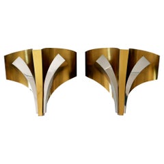 Set of Two Large Mid-Century Modern Brass Sconces by Maison Baguès Paris 1960s