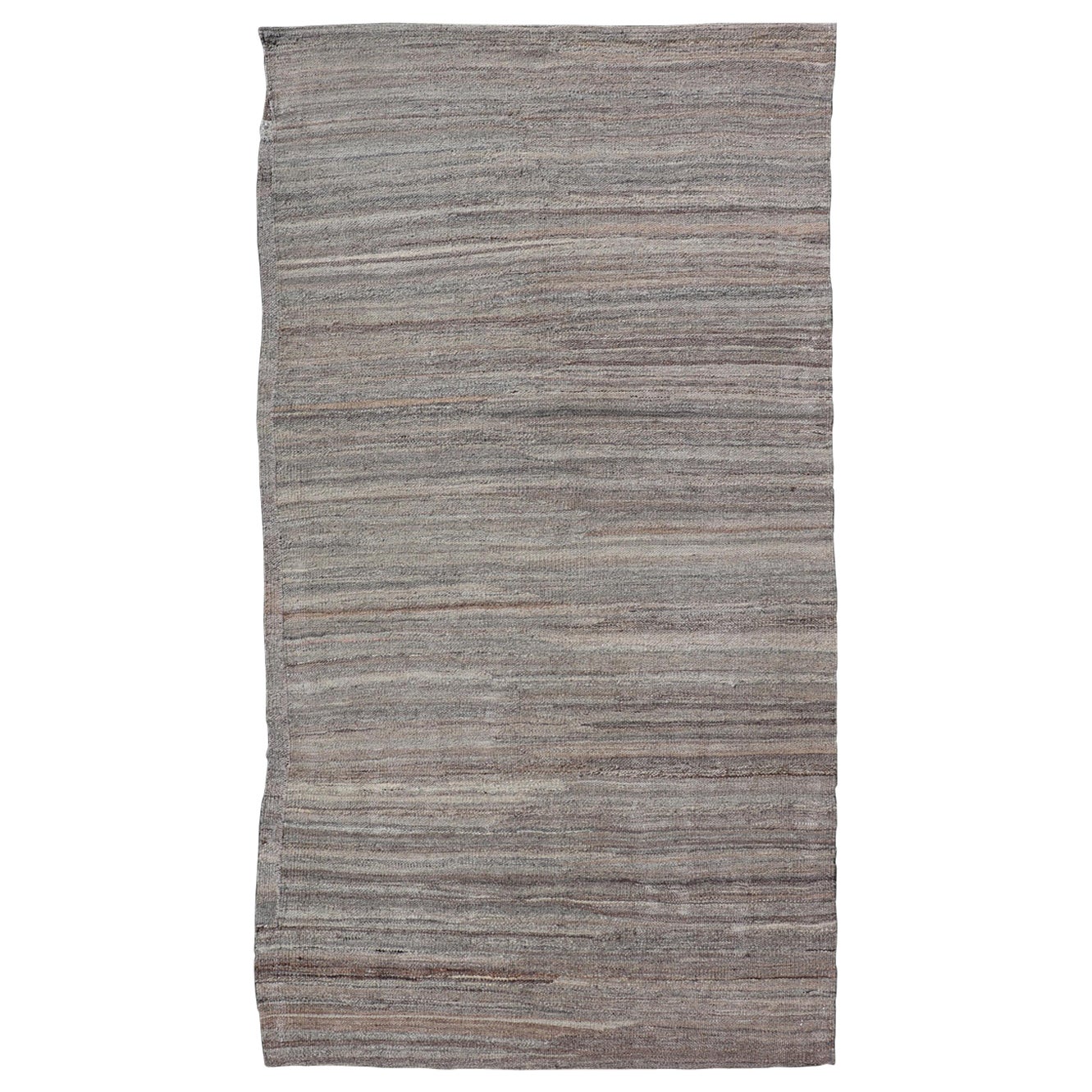 Modern  Kilim with minimalist solid design and variegated colors in Earth Tones  For Sale