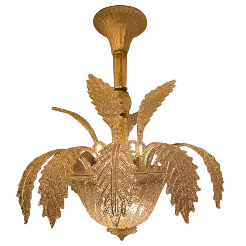 Art Deco Murano Glass Chandelier by Barovier, Italy, 1940 For Sale