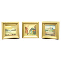 Trio of Vintage 20th Century Miniature Oil Paintings - Unknown Artist