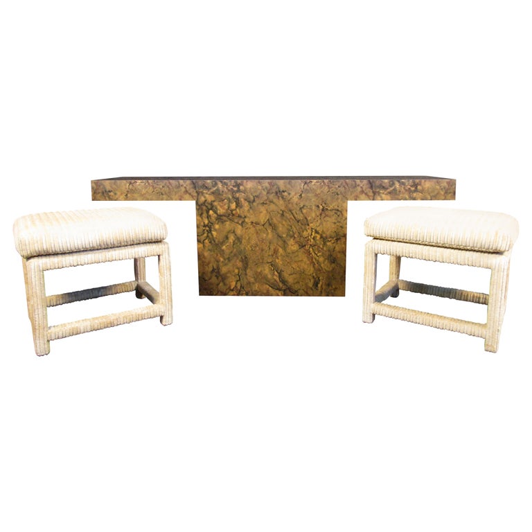 Thayer Coggin Console Table with Matching Benches For Sale at 1stDibs