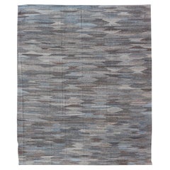Modern Hand-Woven Flatweave Kilim in Wool with Sub-Geometric Diamond Design