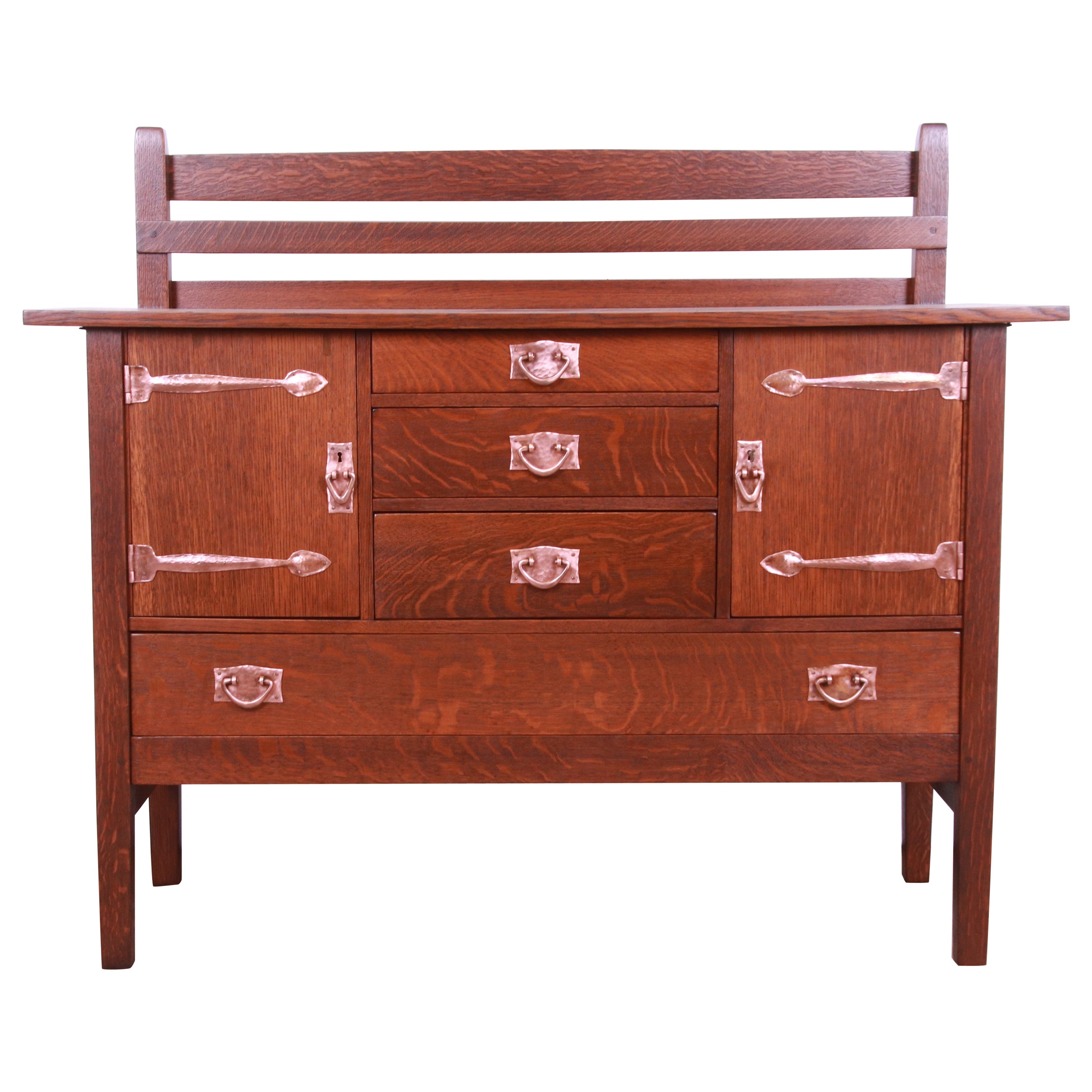 Gustav Stickley Mission Oak Arts & Crafts Sideboard, circa 1900