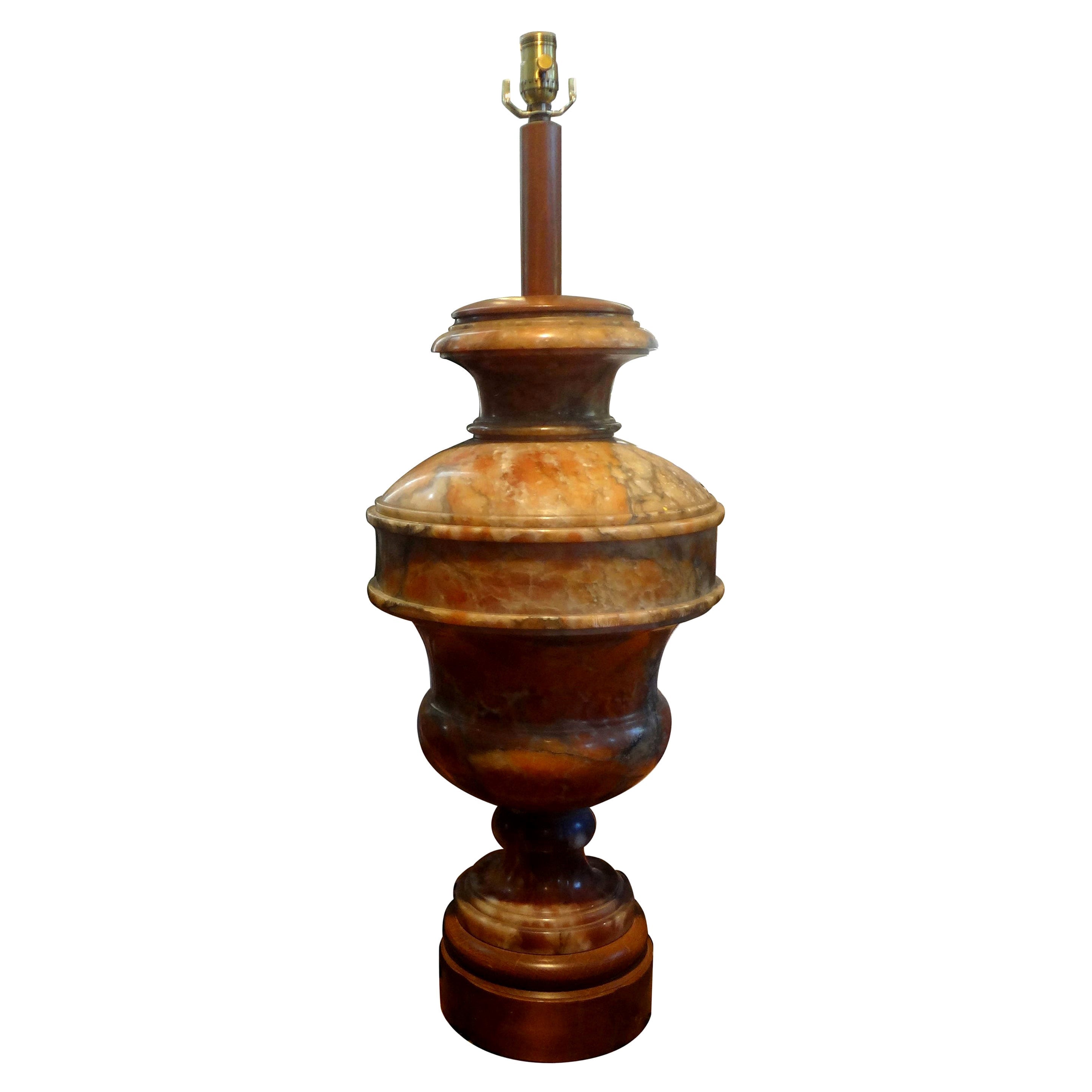 Monumental Italian Neoclassical Style Urn Shaped Marble Lamp For Sale