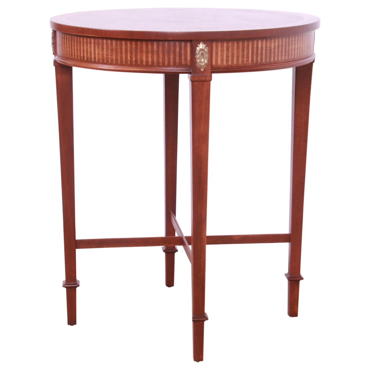 Baker Furniture Neoclassical Mahogany and Brass Tea Table, Newly Refinished