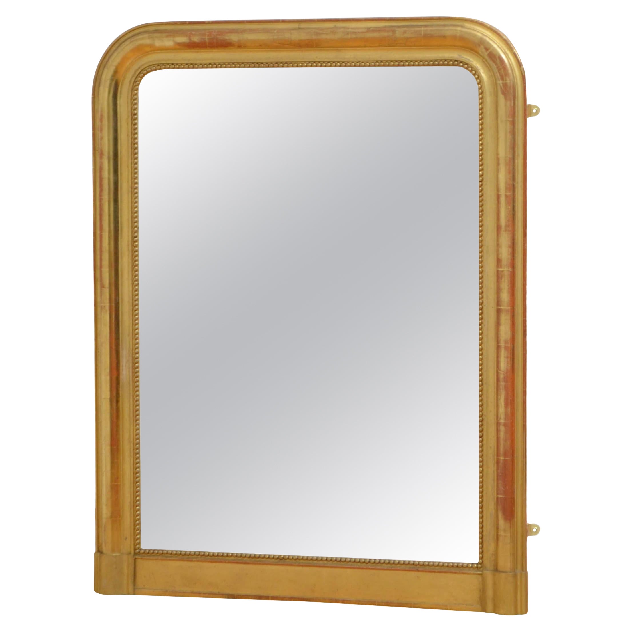 Miroir mural Louis Philippe en bois doré français H131 cm en vente