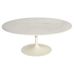 Early White Marble Top Tulip Coffee Table by Saarinen for Knoll 1960s 