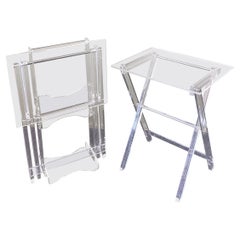 Pair of MCM Lucite Folding TV Trays / Tables