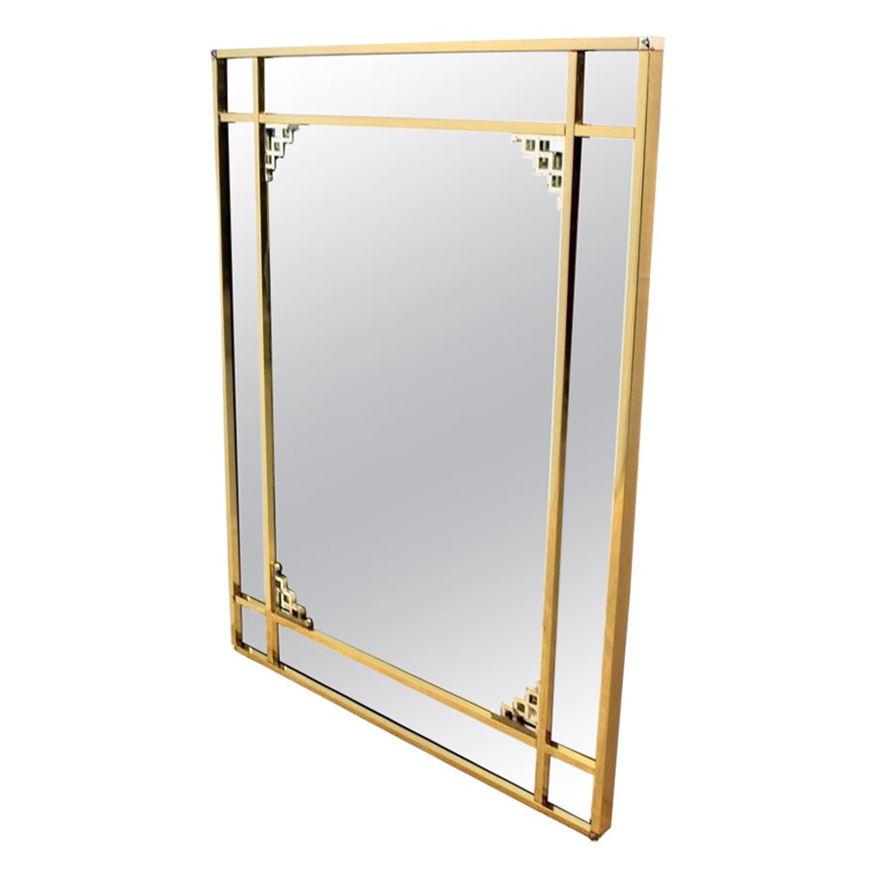 Glamorous Large Belgochrom Graphical Mirror For Sale