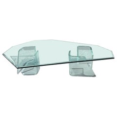 Monumental Glass and Lucite Modernist Geometric Coffee Table, 1970s