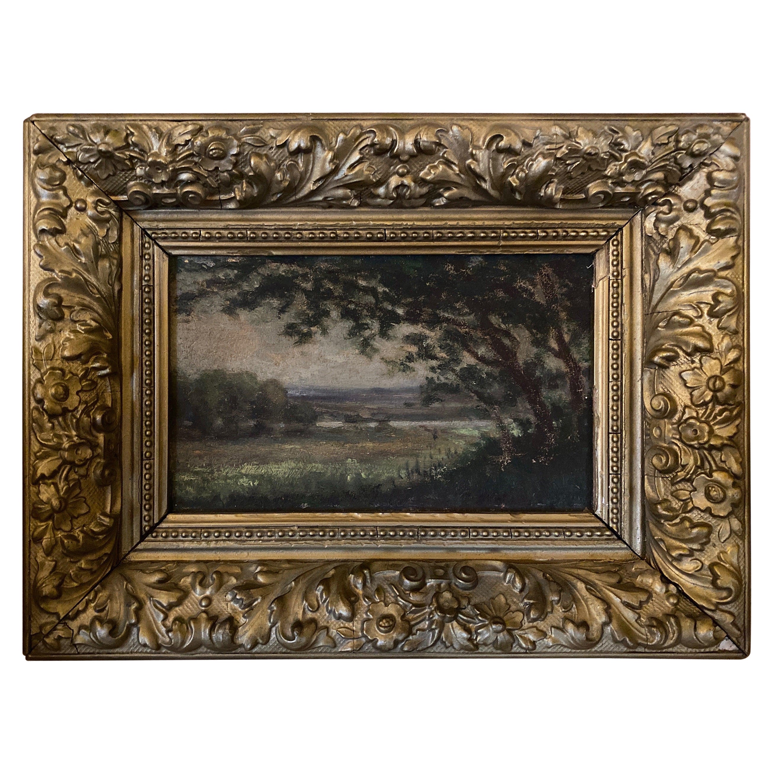 Diminutive 19th Century Impressionist Oil Painting Landscape
