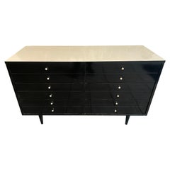 Vintage Mid-Century Modern American of Martinsville 6 Drawer Dresser Black White