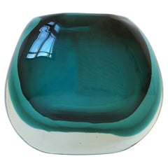 Italian Murano Green Art Glass Vase in the style of Flavio Poli