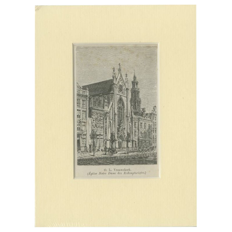 Antique Print of the 'Onze-lieve-vrouwekerk' in Amsterdam, c.1900 For Sale