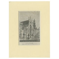 Antique Print of the 'Onze-lieve-vrouwekerk' in Amsterdam, c.1900