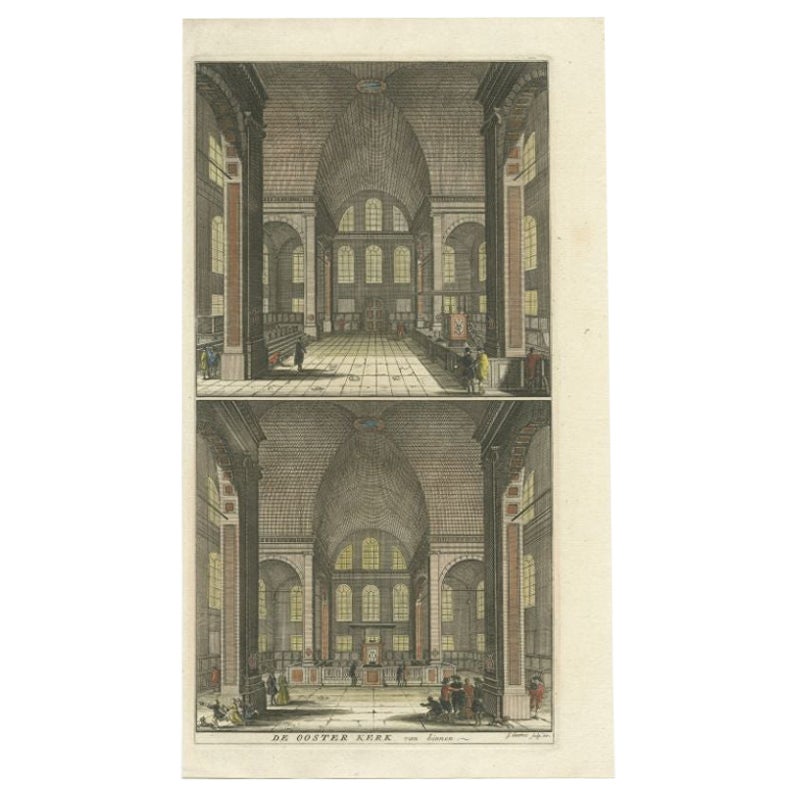 Antique Print of the 'Oosterkerk' by Goeree, 1765 For Sale
