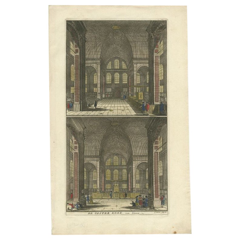 Antique Print of the 'Oosterkerk' by Goeree, 1765 For Sale