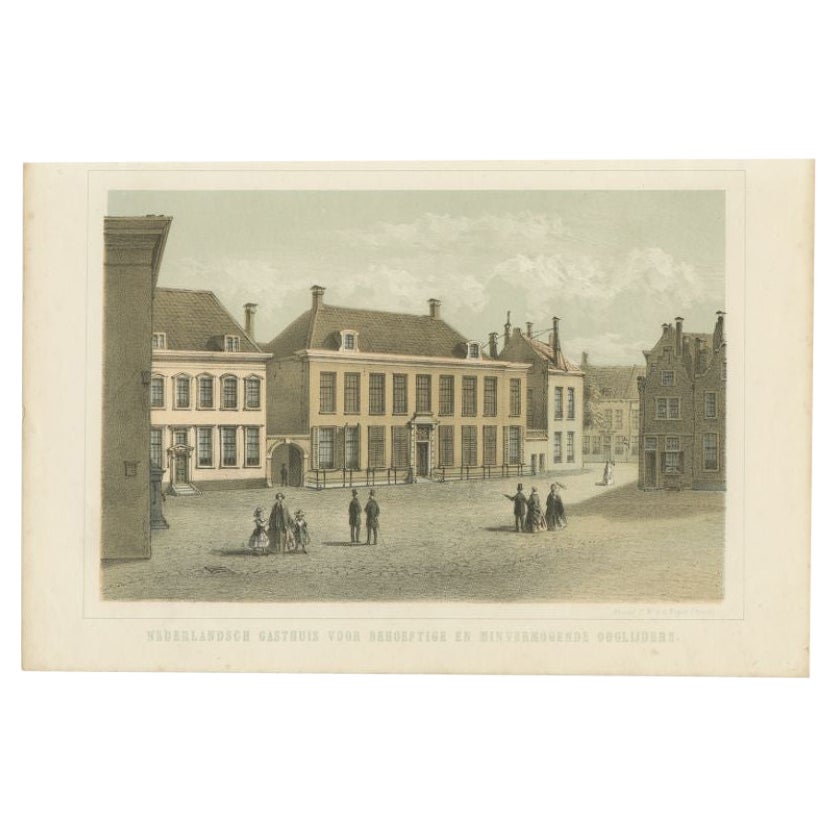 Antique Print of the Ophthalmology Hospital in Utrecht, the Netherlands, 1859 For Sale