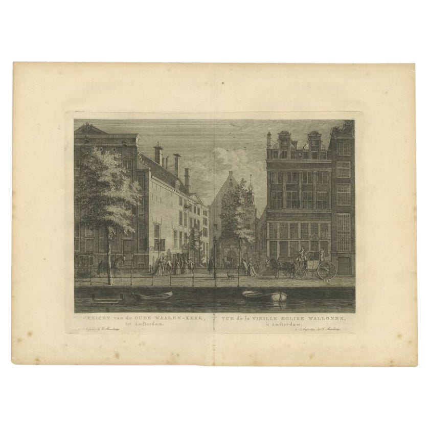 Antique Print of the 'Oude Walenkerk' in Amsterdam by Maaskamp, 1805 For Sale