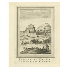 Antique Print of the Pagoda of Kannon by Van Schley, 1758
