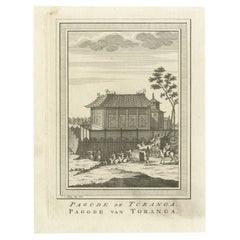 Antique Print of the Pagoda of Toranga by Van Schley, 1758