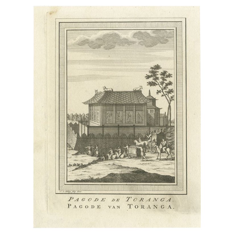 Antiker Druck der Pagode von Toranga von Van Schley, 1758