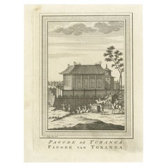 Antique Print of the Pagoda of Toranga by Van Schley, 1758