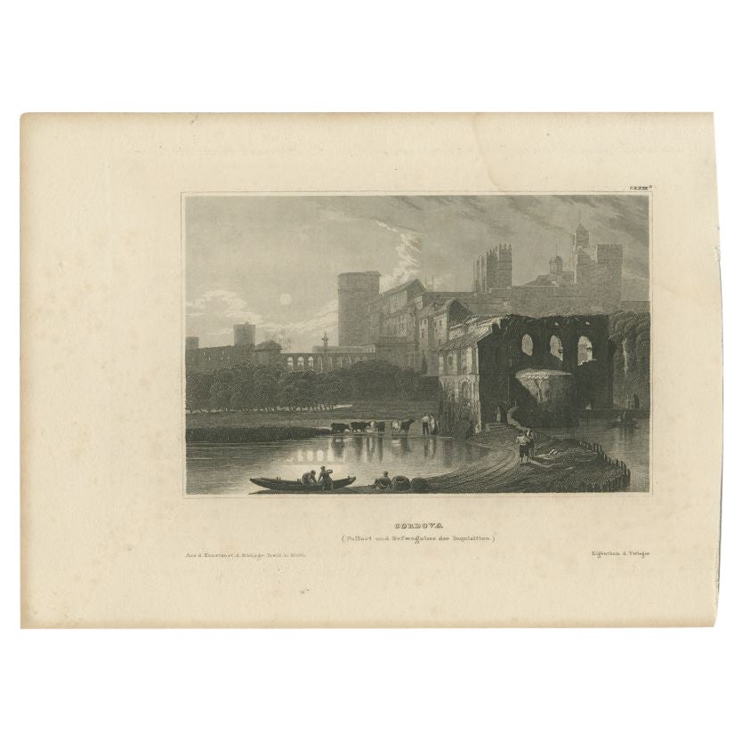 Antique Print of the Palace and Prison of Córdoba by Meyer, 1837 For Sale