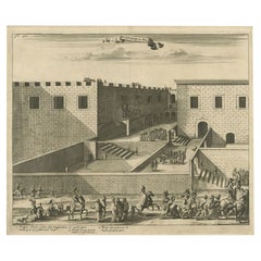Antique Print of the Palace of Pontius Pilatus in Jerusalem by Dapper, 1677
