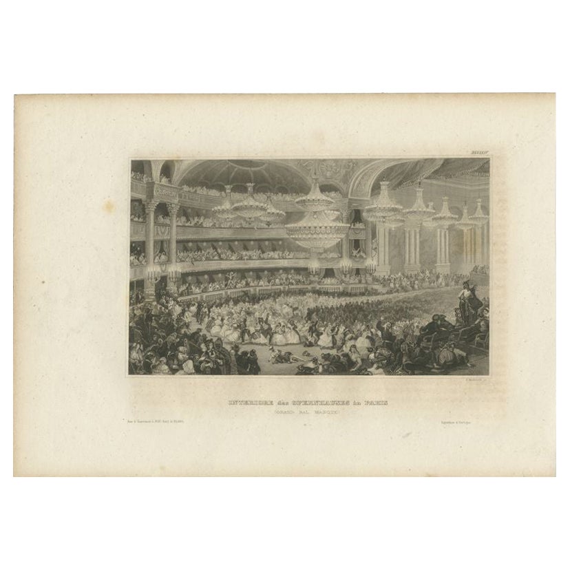 Antique Print of the Palais or Opera Garnier in Paris, 1847 For Sale